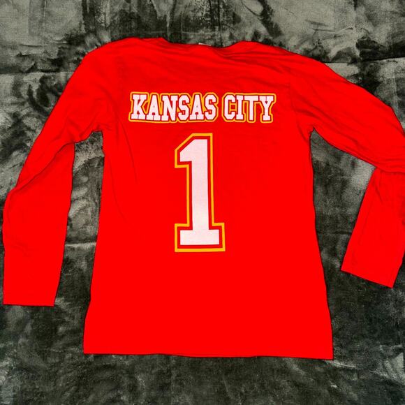 Gildan Kansas City Chiefs #1 Shirt Women's Small Red Long Sleeve Pullover - Picture 2 of 7